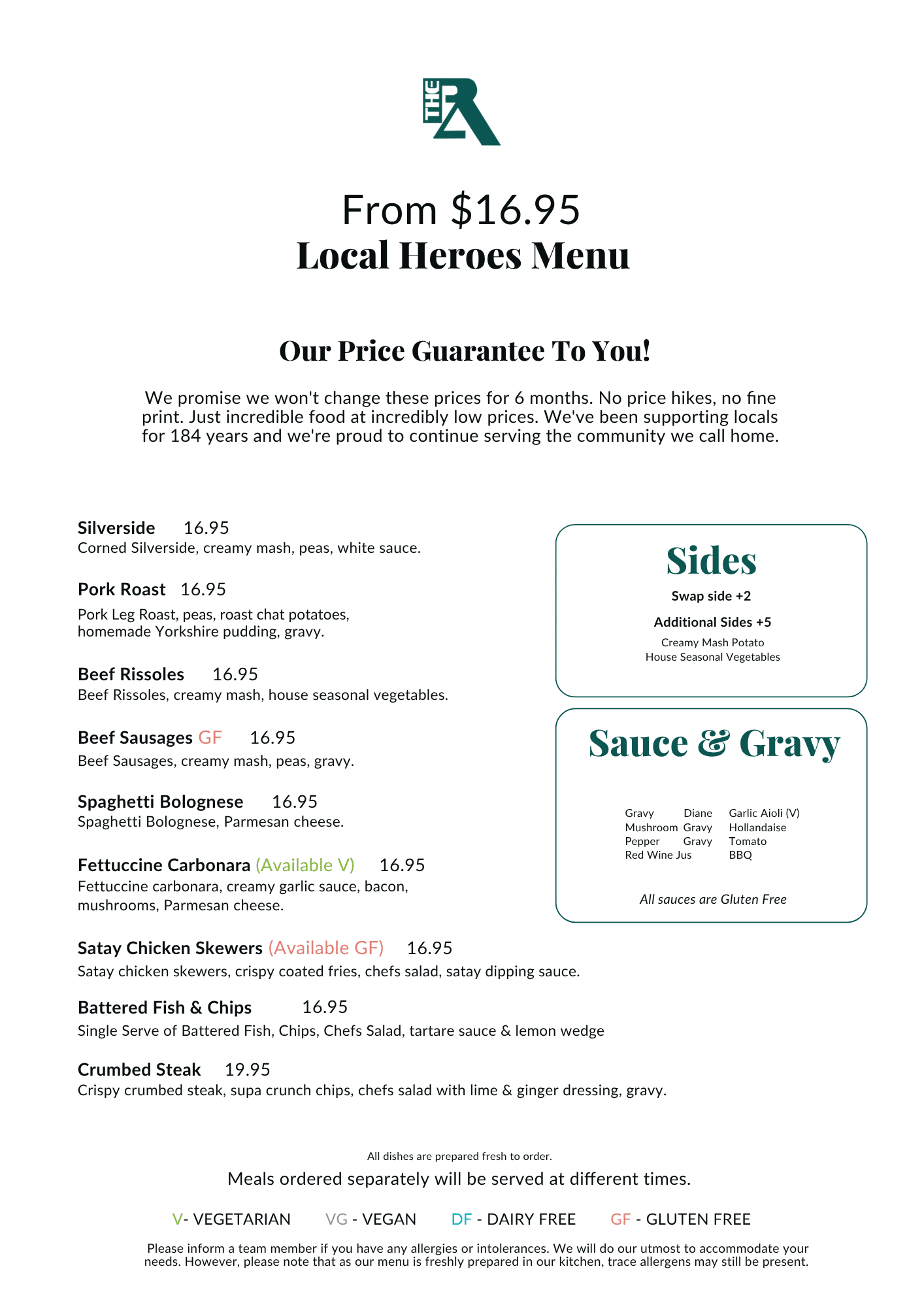 The Prince Alfred Hotel Menu Autumn 2026