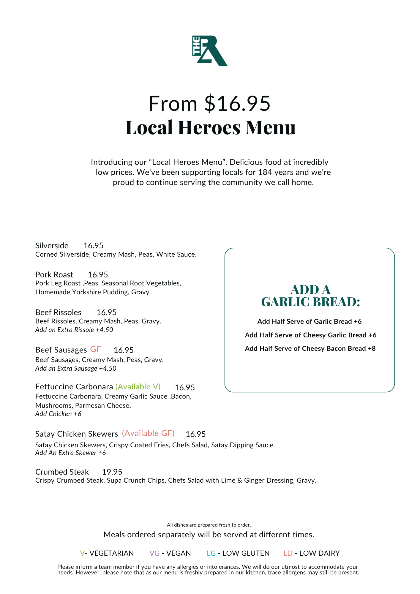 2 & 3 Course Winter Menu Local Heroes Menu